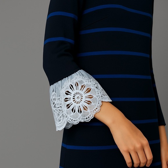 Beach Lunch Lounge Sz S Striped 100% Cotton Knit Sweaterdress Midi Long Sleeves - Picture 5 of 16